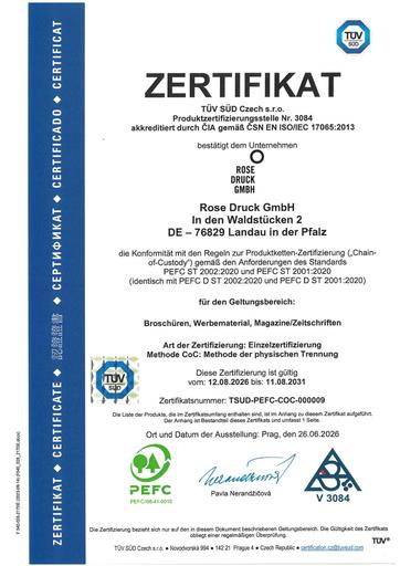 Rose Druck certificate re peat GE